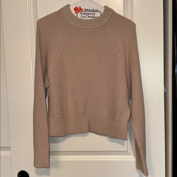 Allsaints Sylvie Wool Cashmere Knit Crewneck Side Slit Sweater Nude Pink - Picture 3 of 11